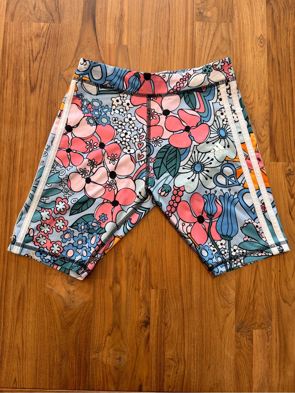 Adidas Floral Biker Shorts Girls’ Large 14 Bright Floral Boho Print